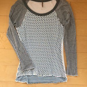 long sleeve baseball fishnet tee